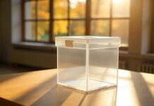 Empty transparent box on the table