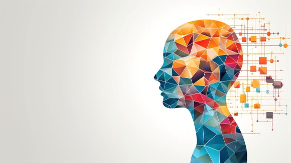 Illustration of human profile with mind expanding
