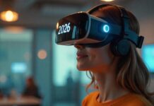 Person wearing virtual reality headset