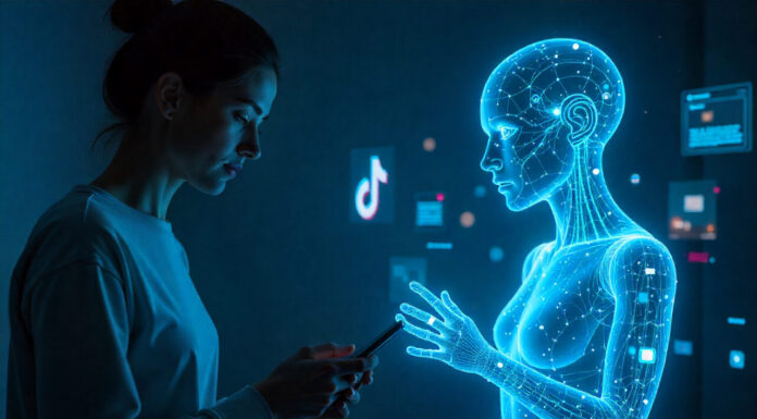 Person using AI and social media simultaneously
