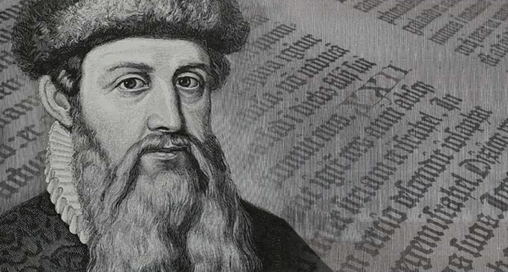 Johannes Gutenberg picture black and white