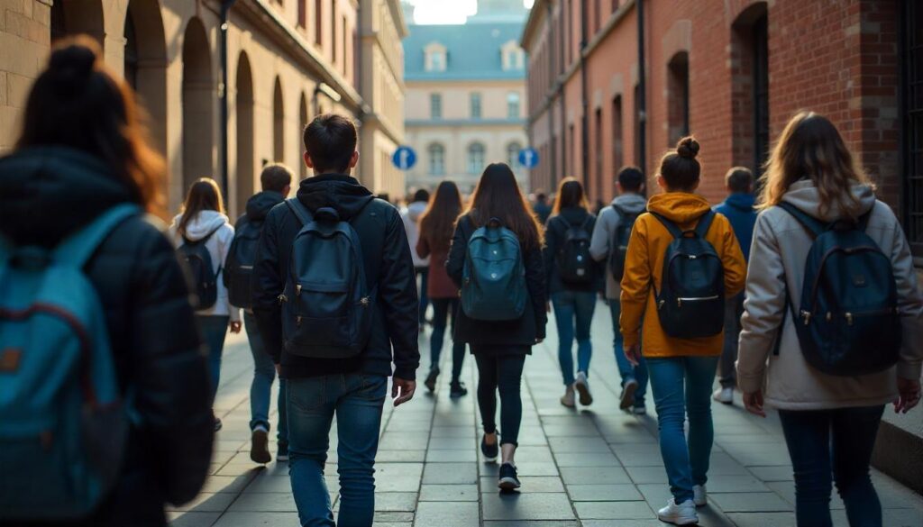 People leaving school