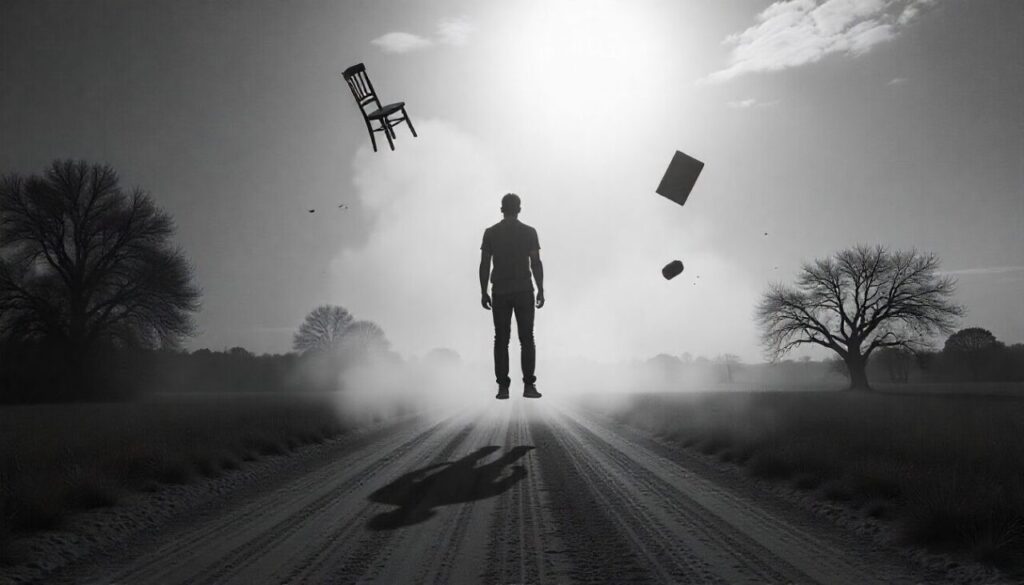 Gravity person and objects floating