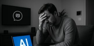 Depressed lonely person with his laptop