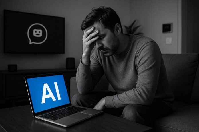 Depressed lonely person with his laptop