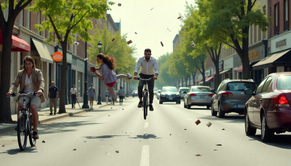 people floating on the streets
