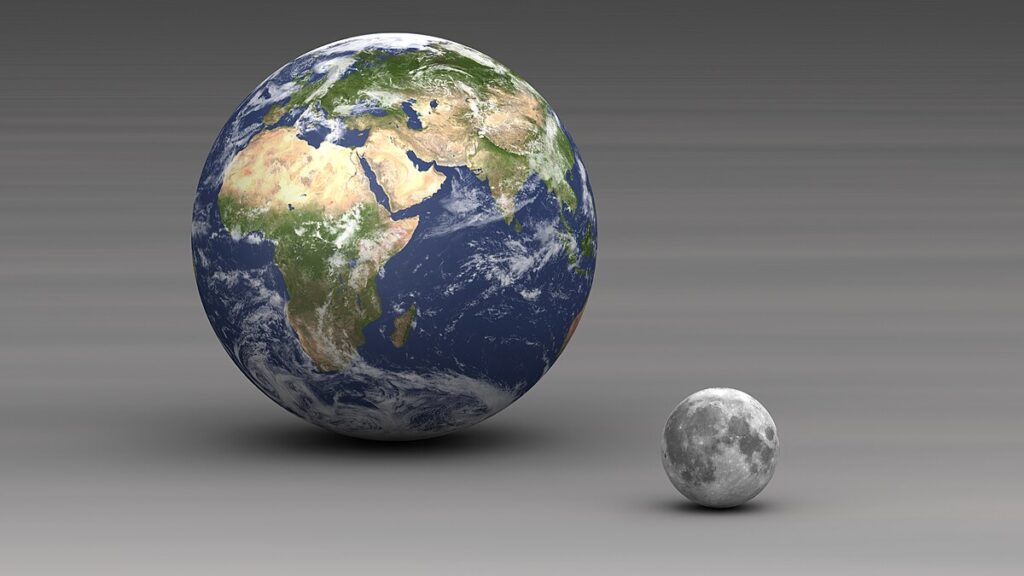 Comparison of Earth and Moon size