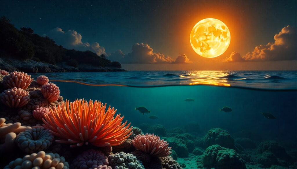 Moon and ocean life