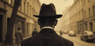 Person from behind with question mark on his head