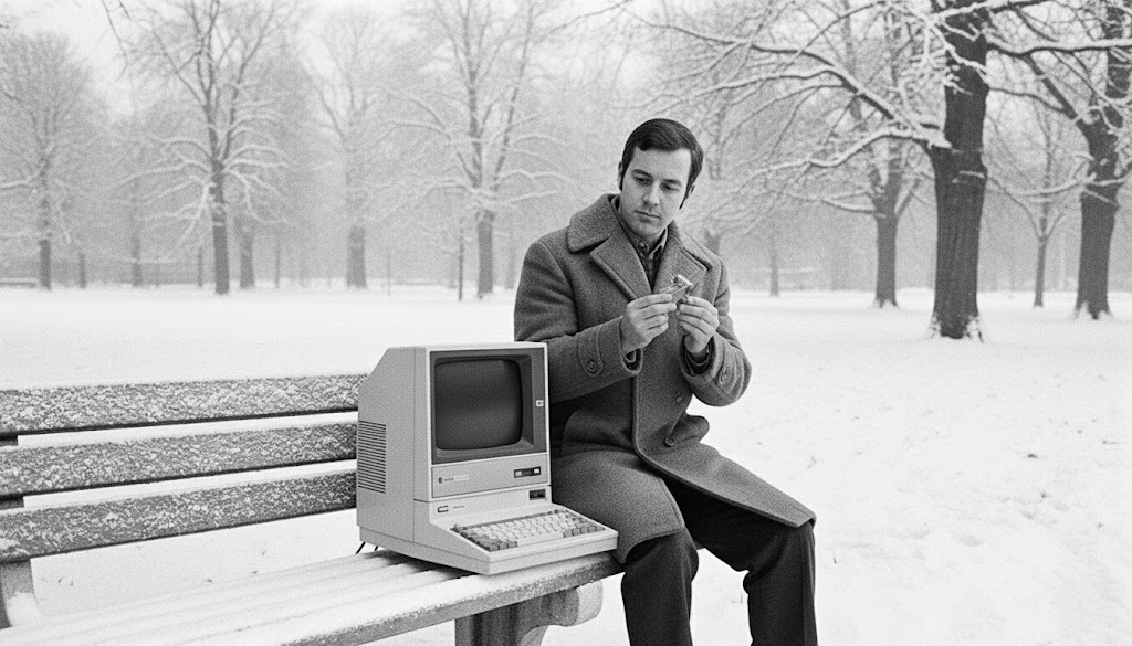 Person in park with computer
